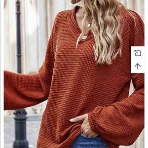Rust Waffle Knit Sweater